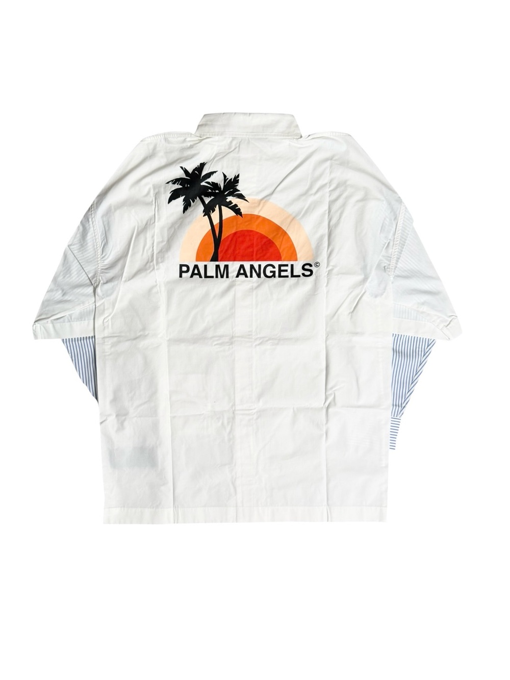 Palm Angels White Graphic Back-Print double Sleeve Shirt